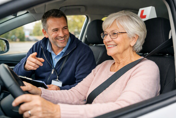 Es gibt verschiedene Angebote f&uuml;r Fahrtest mit einem Fahrlehrer. (Foto erstellt mit KI.)