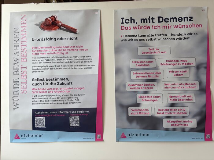 Wie Plakate zeigen, ist es wichtig, Menschen mit Demenz unvoreingenommen zu begegnen und so zu handeln, wie wir es uns w&uuml;nschen w&uuml;rden.